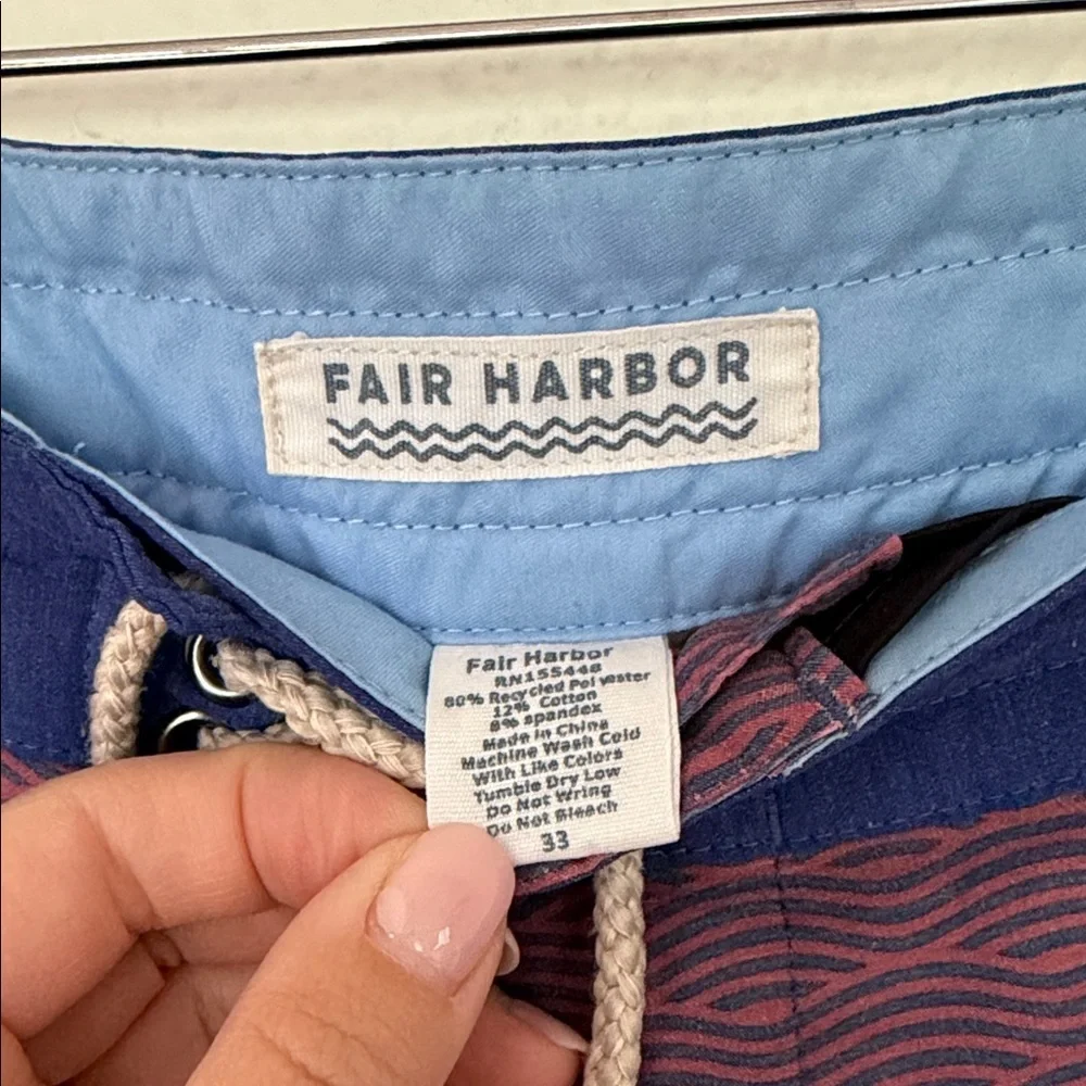 Fair Harbor Blue and Red Swim Shorts